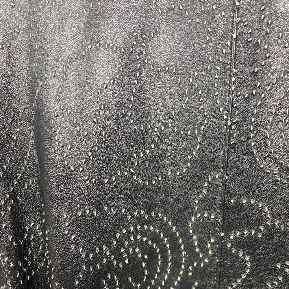 Vakko Leather Vintage Stitched Pattern Rare 3 Button Jacket